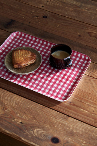 Linen Coated Tray- Red and White Check - Grand-Mère