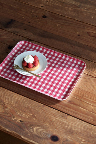 Linen Coated Tray- Red and White Check - Grand-Mère